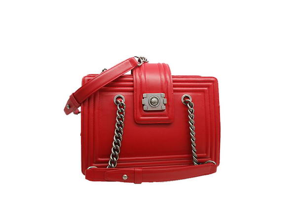 7A Chanel A30161 Red Calfskin Medium Le Boy Shoulder Bag Silver Hardware Online
